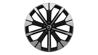 חישוקי סגסוגת של וולוו בעיצוב מודרני מרובה גוונים בשחור וכסף.