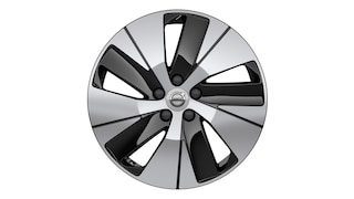 Volvo alloy wheel with a five-spoke dual-tone design featuring the Volvo logo at the center.