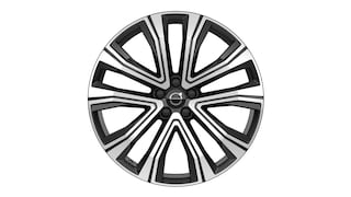 Volvo alloy wheel with a modern, multi-spoke design in black and silver.
