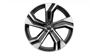 عجلة من المزيج المعدني من فولفو بتصميم عصري خماسي الأضلاع باللونين الأسود والفضي.