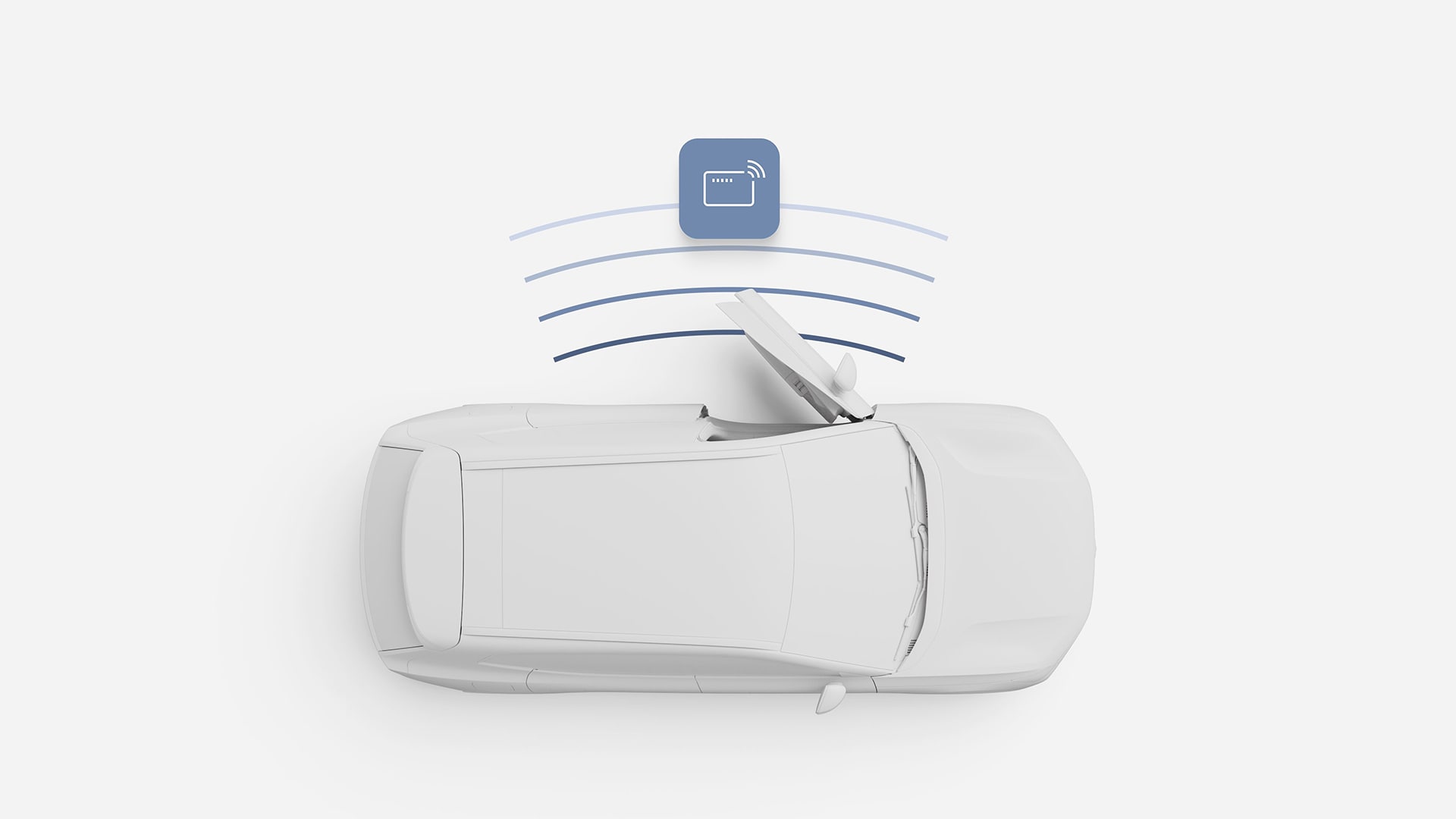 沃尔沃汽车后备厢自动打开示意图，表示免提或远程访问后备箱。